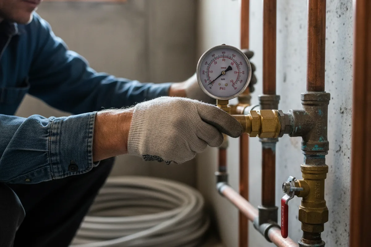 Pressure testing a repaired line during Water Line Repair in Prestonsburg